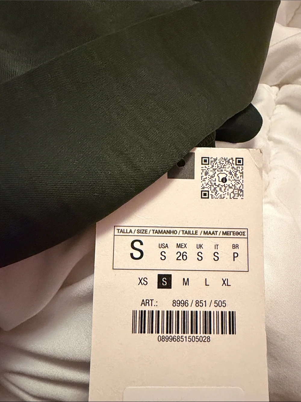 Zara Green Military Crop Top Satin Effect Pockets Size Small 8996/851/505/S NWT